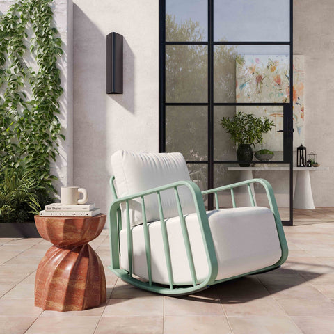 Violette Mint Green and Cream Outdoor Rocking Chair Model: TOV-O68856