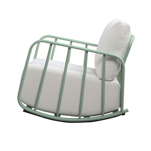 Violette Mint Green and Cream Outdoor Rocking Chair Model: TOV-O68856
