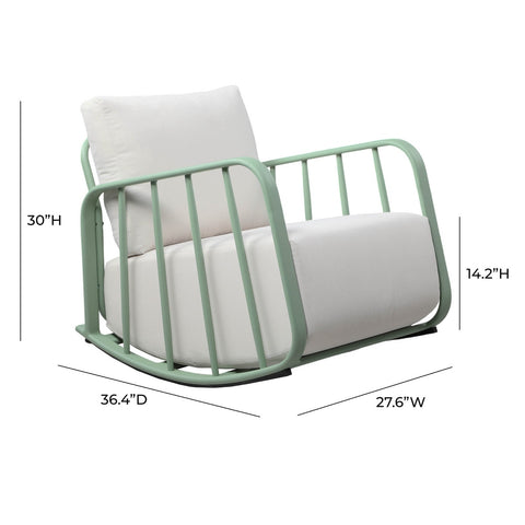 Violette Mint Green and Cream Outdoor Rocking Chair Model: TOV-O68856