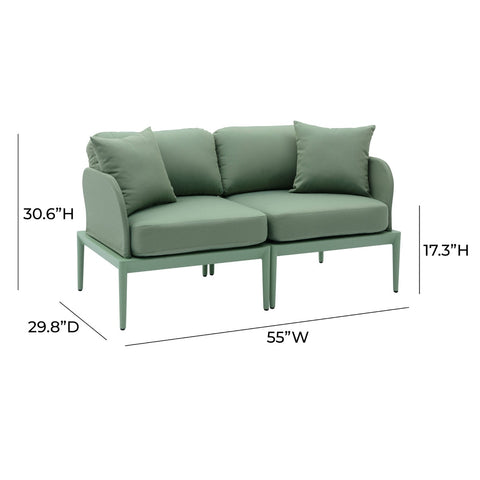 Kapri Moss Green Modular Outdoor Loveseat Model: TOV-O68900-LO