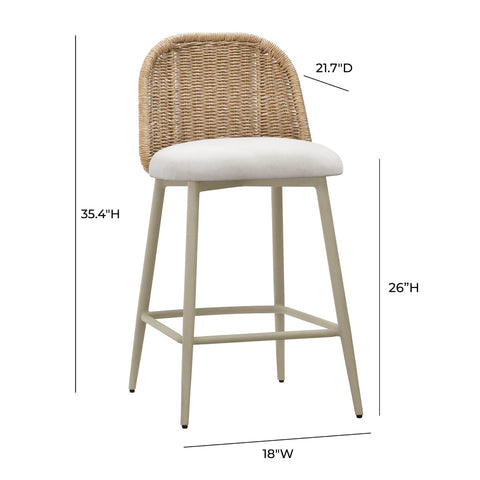 Alexa Cream Performance Fabric Outdoor Counter Stool Model: TOV-O68960