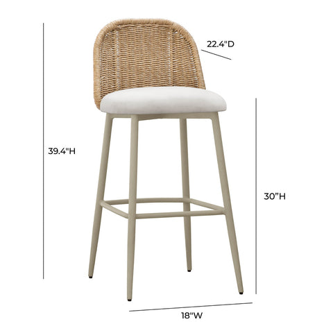 Alexa Cream Performance Fabric Outdoor Barstool Model: TOV-O68961