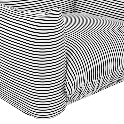 Saint Tropez Pearl and Black Striped Stuffed Outdoor Armchair Model: TOV-O68963