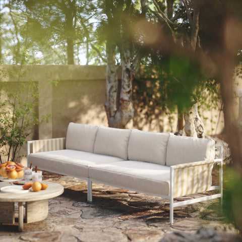 Dunes Cream Outdoor 110" Sofa Model: TOV-O68969-O68970