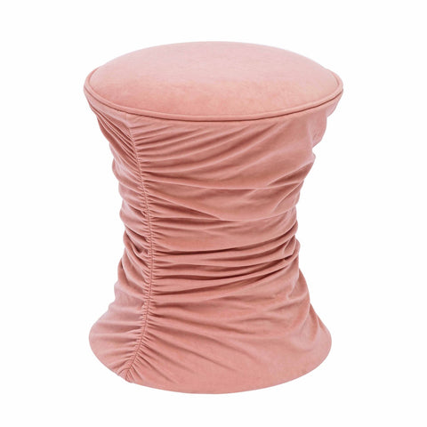 Bounce Rose Pink Ruched Velvet Adjustable Ottoman Model: TOV-O68972