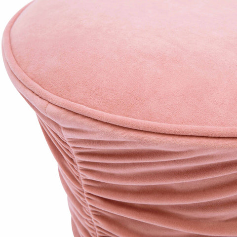 Bounce Rose Pink Ruched Velvet Adjustable Ottoman Model: TOV-O68972