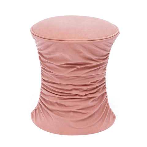 Bounce Rose Pink Ruched Velvet Adjustable Ottoman Model: TOV-O68972