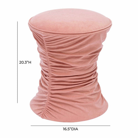 Bounce Rose Pink Ruched Velvet Adjustable Ottoman Model: TOV-O68972