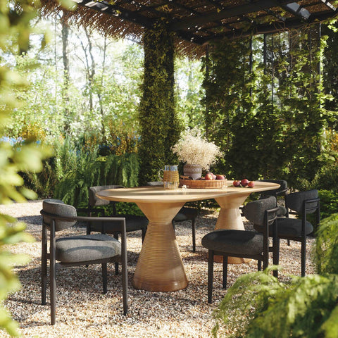 Annika Black Textured Outdoor Dining Arm Chair Model: TOV-O69107