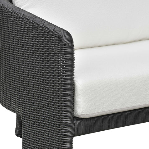 Alexa Black Rattan Performance Fabric Outdoor Sofa Model: TOV-O69283