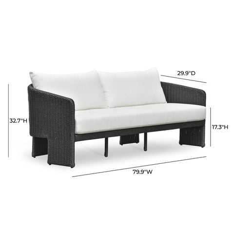 Alexa Black Rattan Performance Fabric Outdoor Sofa Model: TOV-O69283