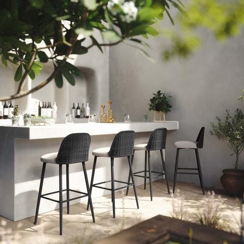 Alexa Black Rattan Performance Fabric Counter Stool Model: TOV-O69285