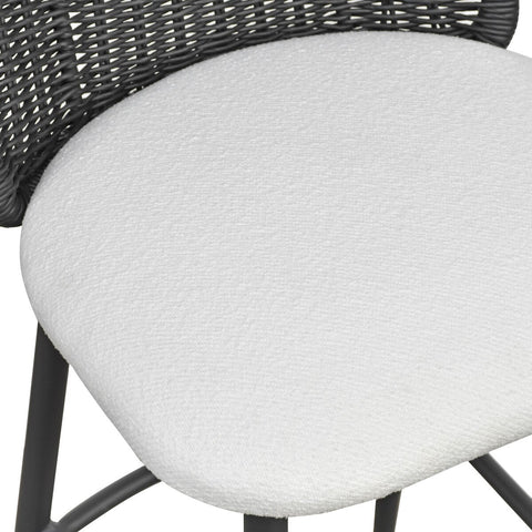 Alexa Black Rattan Performance Fabric Barstool Model: TOV-O69286