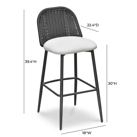 Alexa Black Rattan Performance Fabric Barstool Model: TOV-O69286