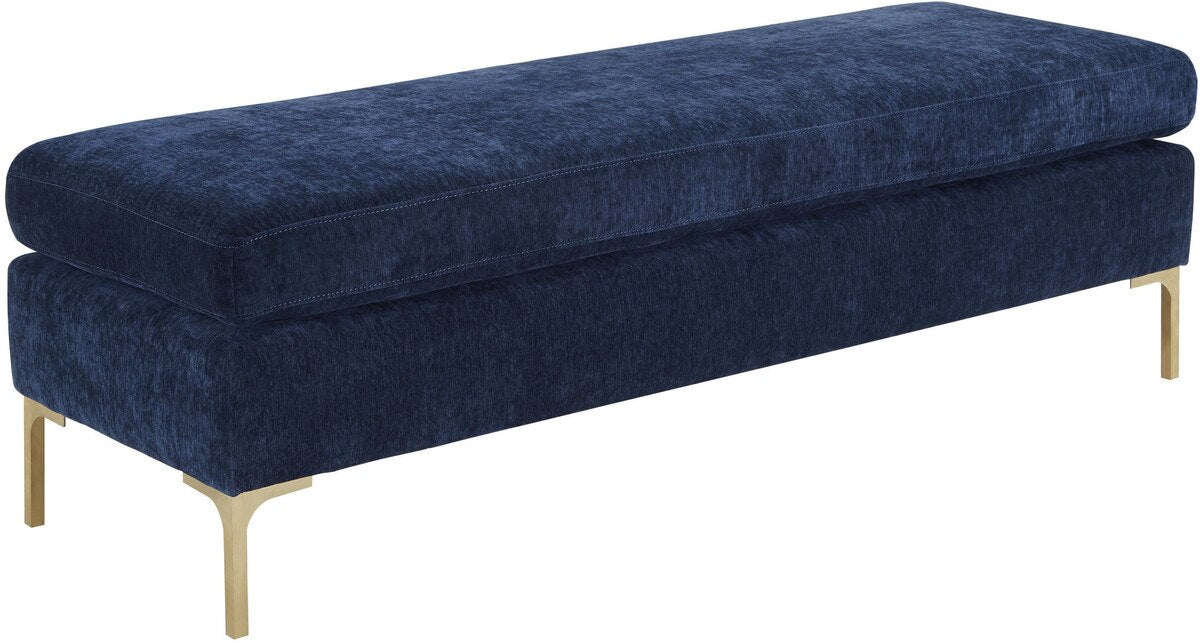 Delilah Navy Textured Velvet Bench Model: TOV-O93