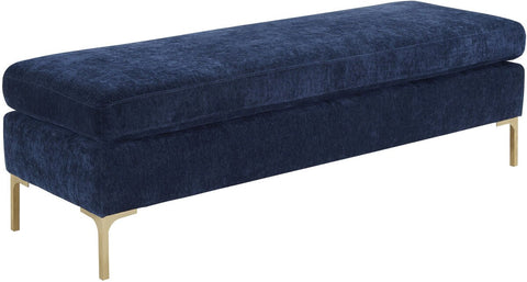 Delilah Navy Textured Velvet Bench Model: TOV-O93