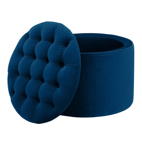 Queen Navy Velvet Storage Ottoman Model: TOV-OC141