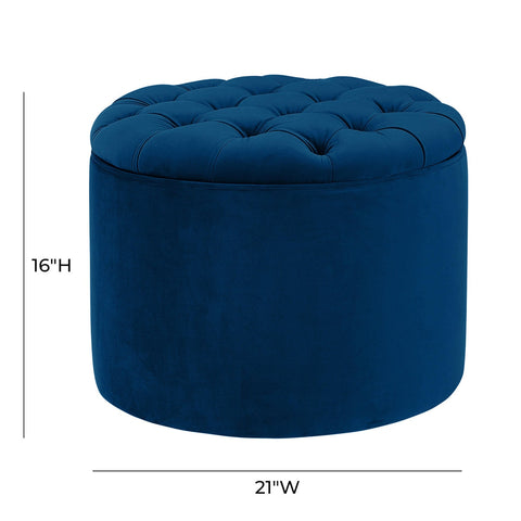 Queen Navy Velvet Storage Ottoman Model: TOV-OC141