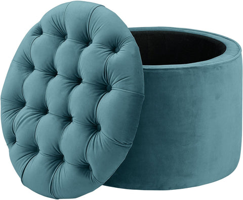 Queen Sea Blue Velvet Storage Ottoman Model: TOV-OC144