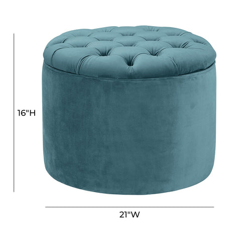Queen Sea Blue Velvet Storage Ottoman Model: TOV-OC144