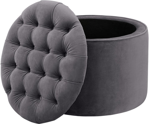 Queen Grey Velvet Storage Ottoman Model: TOV-OC145