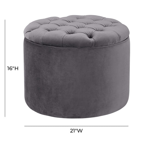 Queen Grey Velvet Storage Ottoman Model: TOV-OC145
