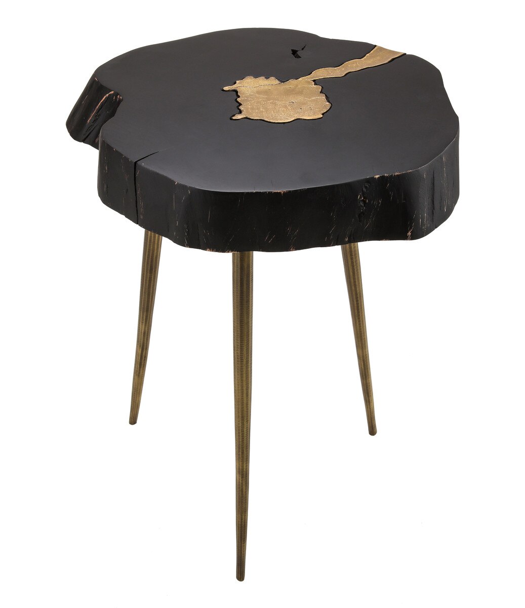 Timber Black and Brass Side Table Model: TOV-OC18169
