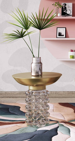 Bubble Glass and Brass Side Table Model: TOV-OC18229