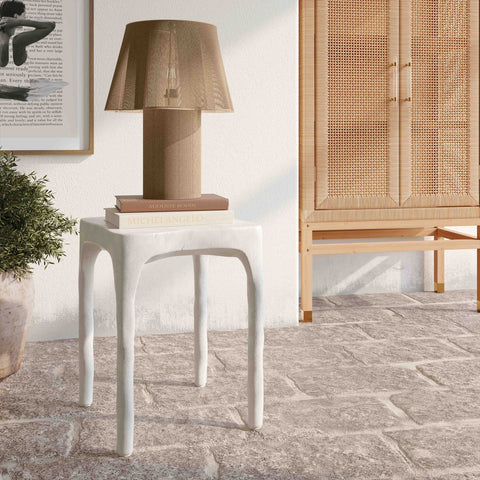 Skully Cream Textured Side Table Model: TOV-OC18622