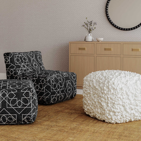 Cathy Cream Woven Pouf Model: TOV-OC18665