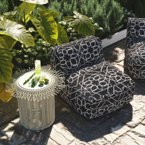 Chiara Indoor / Outdoor Black Accent Pouf Model: TOV-OC18687