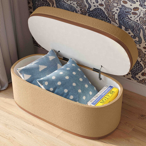 Olivier Peach Boucle Oval Storage Ottoman Model: TOV-OC18722