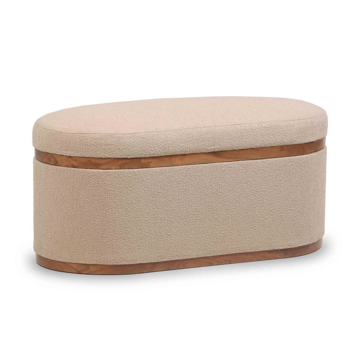 Olivier Ivory Boucle Oval Storage Ottoman Model: TOV-OC18723