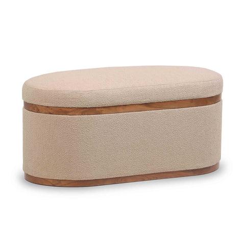 Olivier Ivory Boucle Oval Storage Ottoman Model: TOV-OC18723
