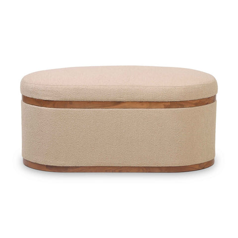 Olivier Ivory Boucle Oval Storage Ottoman Model: TOV-OC18723