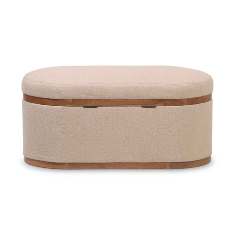 Olivier Ivory Boucle Oval Storage Ottoman Model: TOV-OC18723