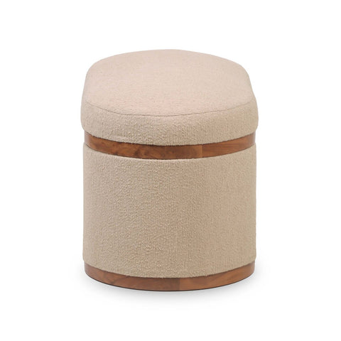 Olivier Ivory Boucle Oval Storage Ottoman Model: TOV-OC18723