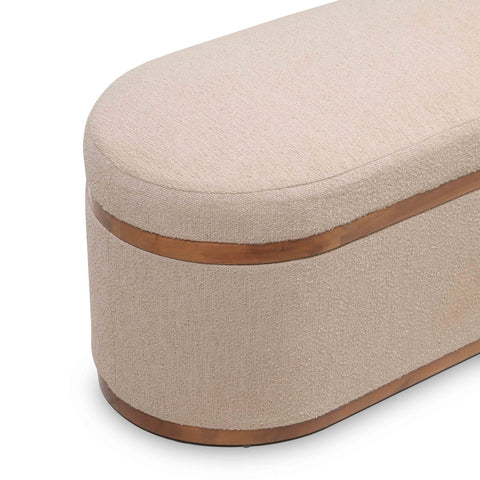 Olivier Ivory Boucle Oval Storage Ottoman Model: TOV-OC18723