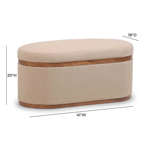 Olivier Ivory Boucle Oval Storage Ottoman Model: TOV-OC18723