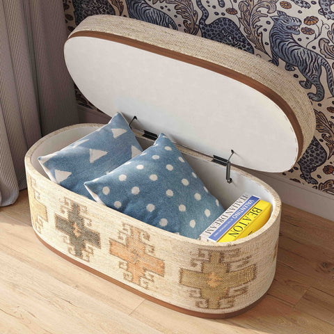 Olivier Cotton Oval Storage Ottoman Model: TOV-OC18724