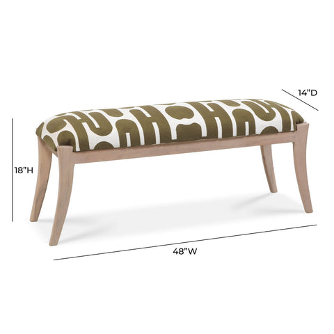 Arielle Olive & White Embroidered Bench Model: TOV-OC18726