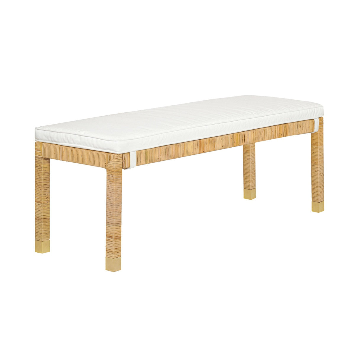 Amara Natural Woven Rattan Performance Fabric Bench Model: TOV-OC21012