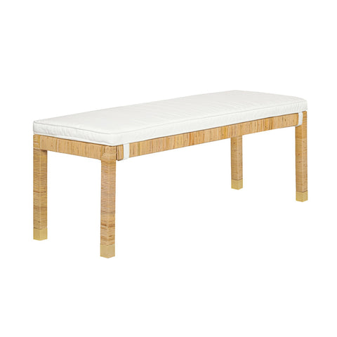 Amara Natural Woven Rattan Performance Fabric Bench Model: TOV-OC21012