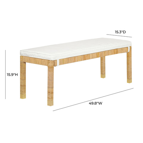 Amara Natural Woven Rattan Performance Fabric Bench Model: TOV-OC21012