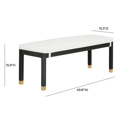 Amara Charcoal Woven Rattan Performance Fabric Bench Model: TOV-OC21013