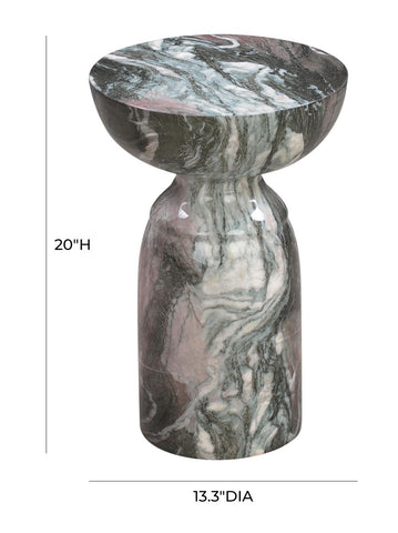 Rue Grey and Blush Marble Indoor / Outdoor Concrete Round Side Table Model: TOV-OC44041