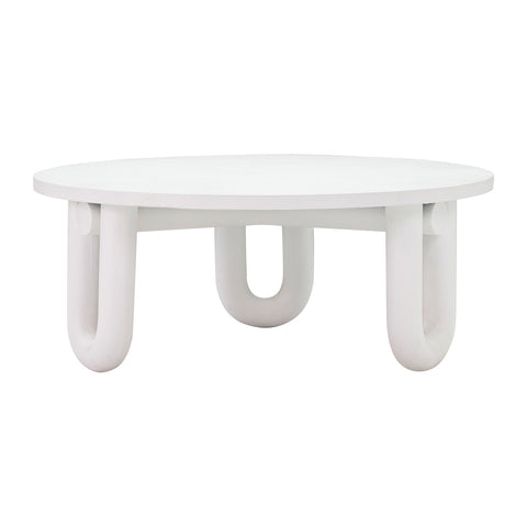 Tildy White Concrete Indoor / Outdoor Round Coffee Table Model: TOV-OC44175