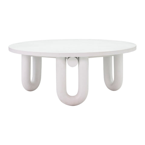Tildy White Concrete Indoor / Outdoor Round Coffee Table Model: TOV-OC44175