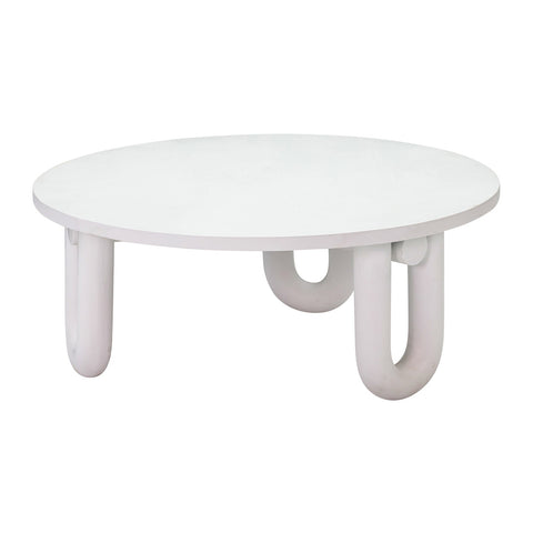 Tildy White Concrete Indoor / Outdoor Round Coffee Table Model: TOV-OC44175