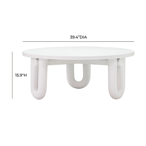 Tildy White Concrete Indoor / Outdoor Round Coffee Table Model: TOV-OC44175